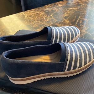 Blue and white espadrilles
